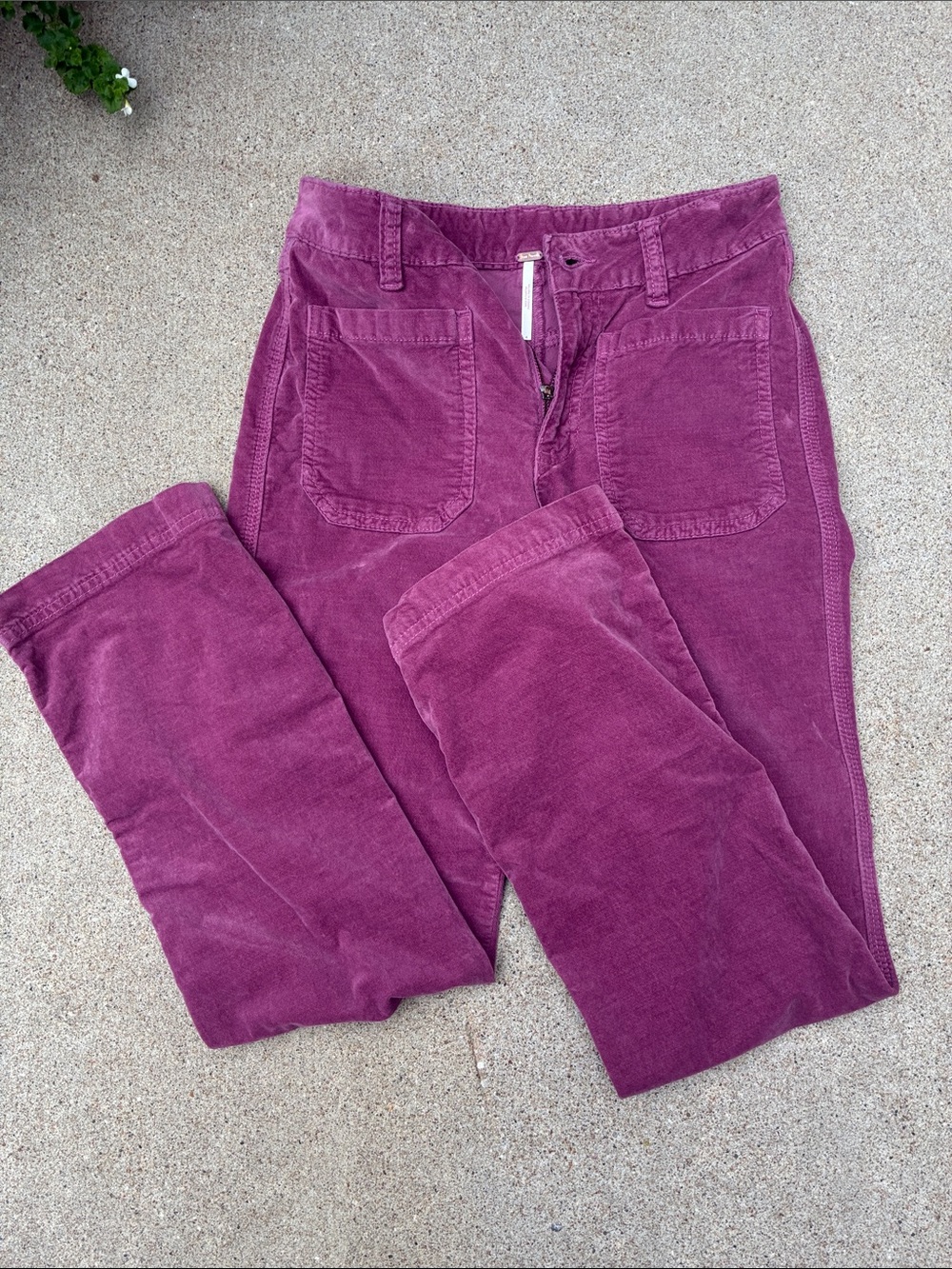 Free People Straight Leg Corduroy Jeans - Plum